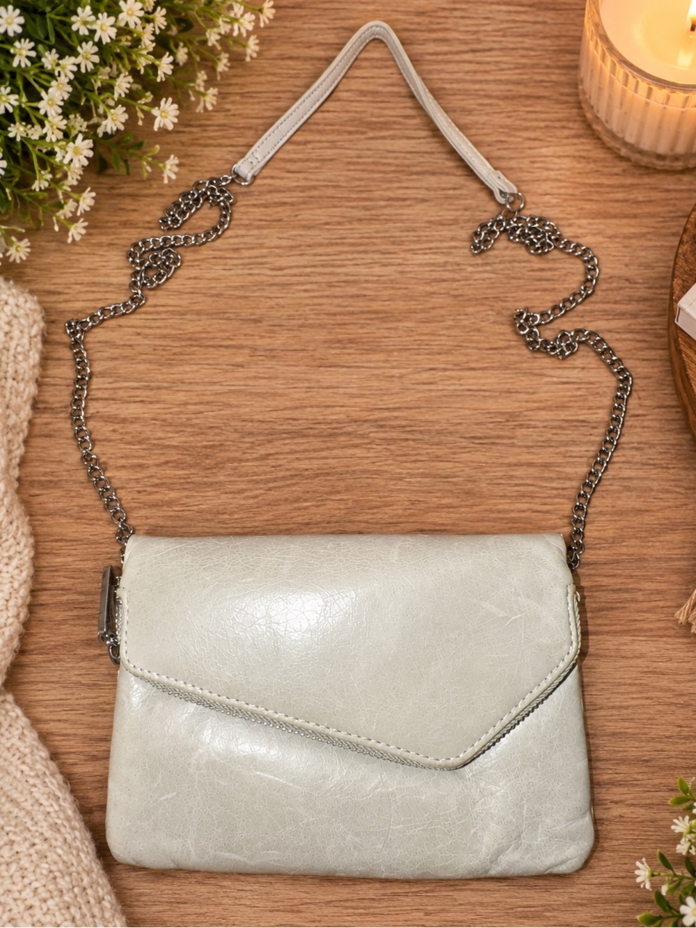 HOBO Elegant Light Gray Crossbody Bag with Chain Strap